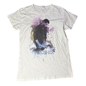 Tultex Usher OMG Tour T-Shirt‎ Graphic Print Short Sleeve White XL